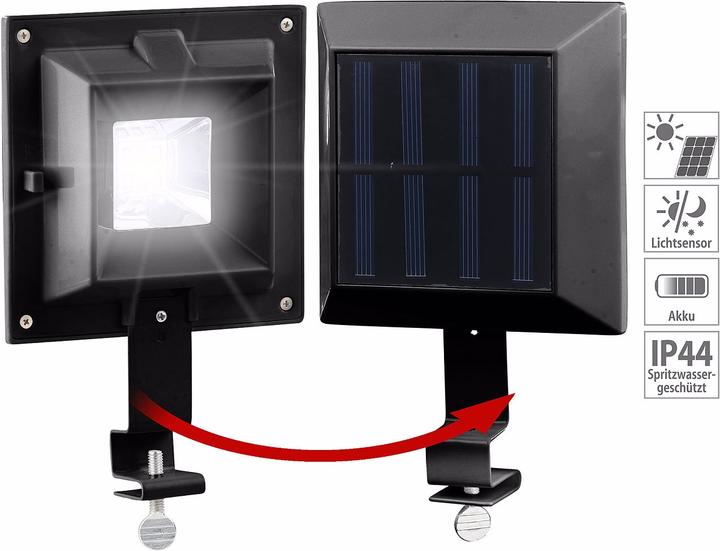 Produktbild Lunartec Solar-LED-Dachrinnenleuchte mit Licht-Sensor (20 lm, IP44)