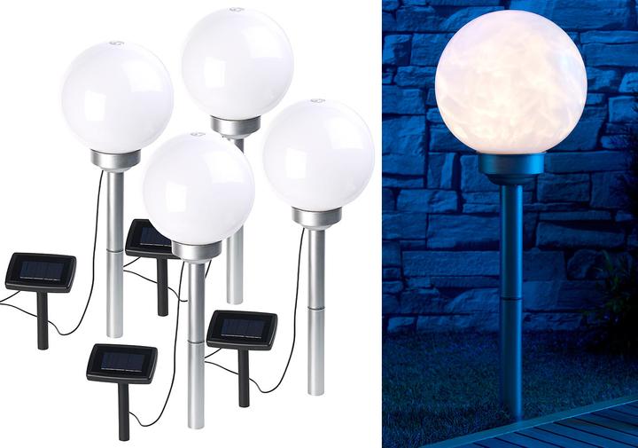 Produktbild Lunartec 4er-Set Solar-LED-Leuchtkugeln mit Erdspiess