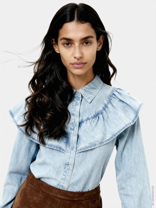 Immagine prodotto Pieces PCBIRKE RÜSCHEN Jeanshemd (S)