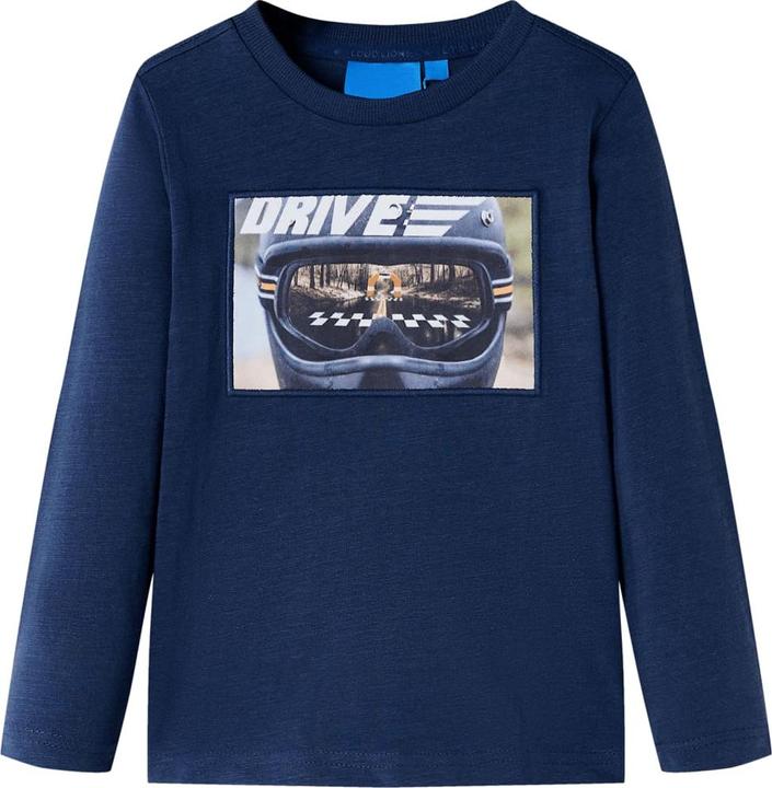 Immagine prodotto VidaXL Camicia da bambino a maniche lunghe blu navy melange 116,Materiale: 100 (116)