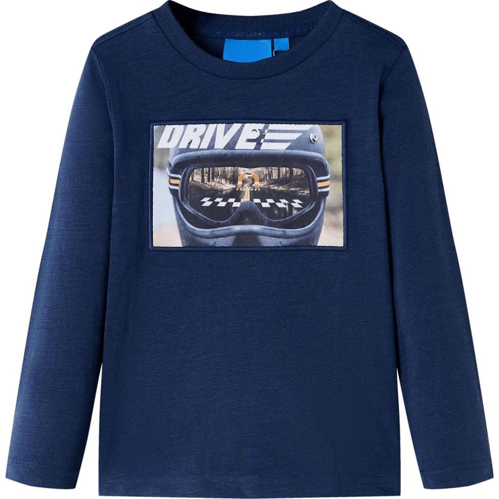 VidaXL, Unisex, Shirt, Kinder-Langarmshirt Marineblau Melange 104,Material: 100, Blau, (104)