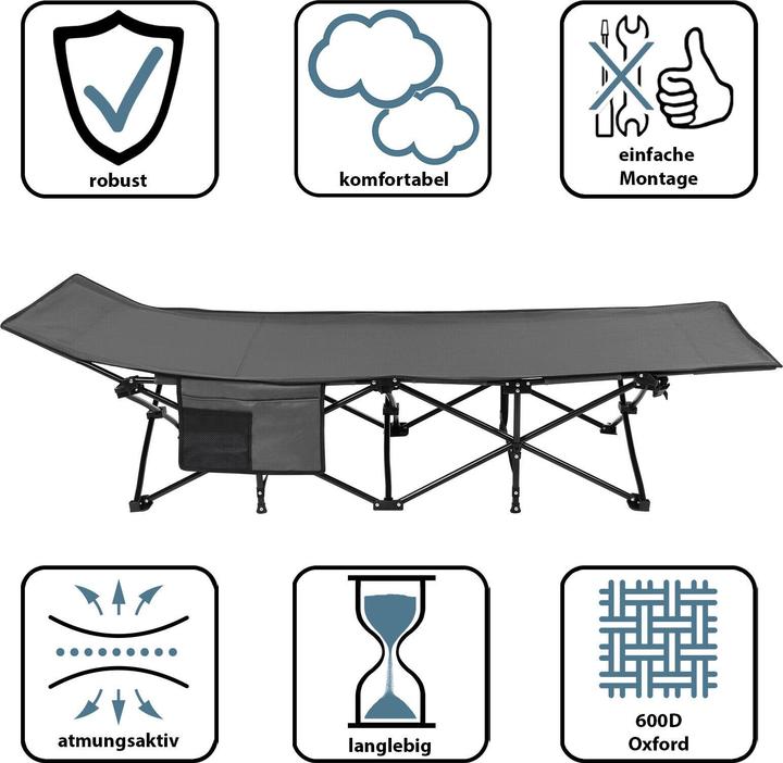 Image du produit Feldbett Campingbett mit Matraze - klappbar - Blau
