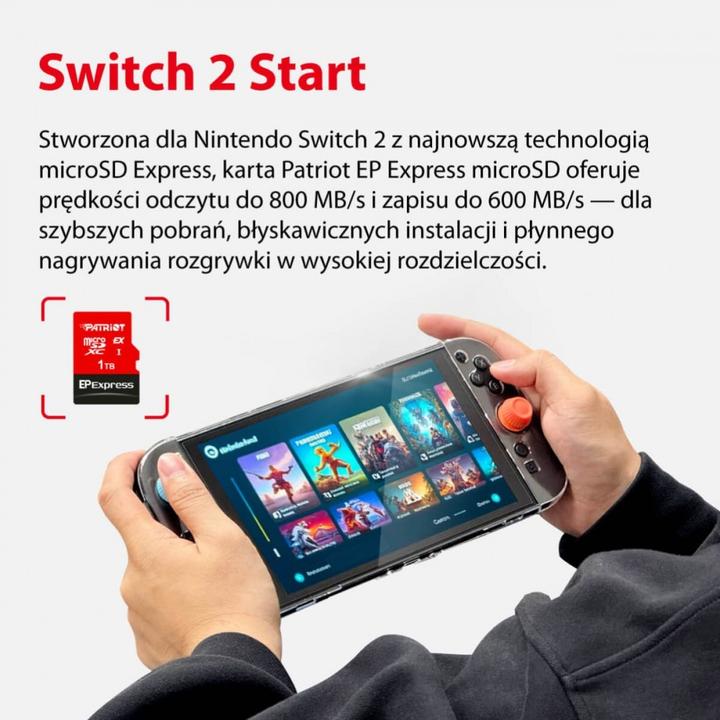 Productafbeelding Patriot microSDXC-kaart 512 GB Express 800/600MB/s Nintendo Switch 2 (512 GB, microSDXC, U3, UHS-I)
