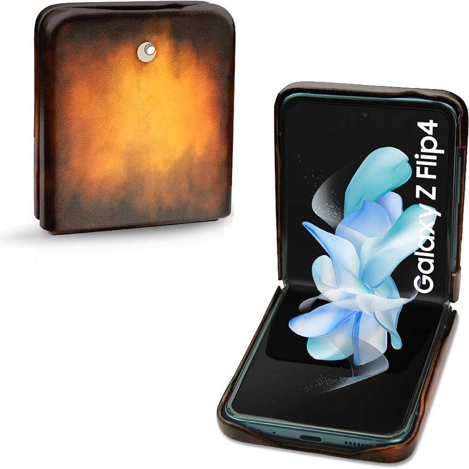 Noreve Lederschutzhülle Samsung Galaxy Z Flip4 (Samsung Galaxy Z Flip4), Smartphone Hülle, Violett