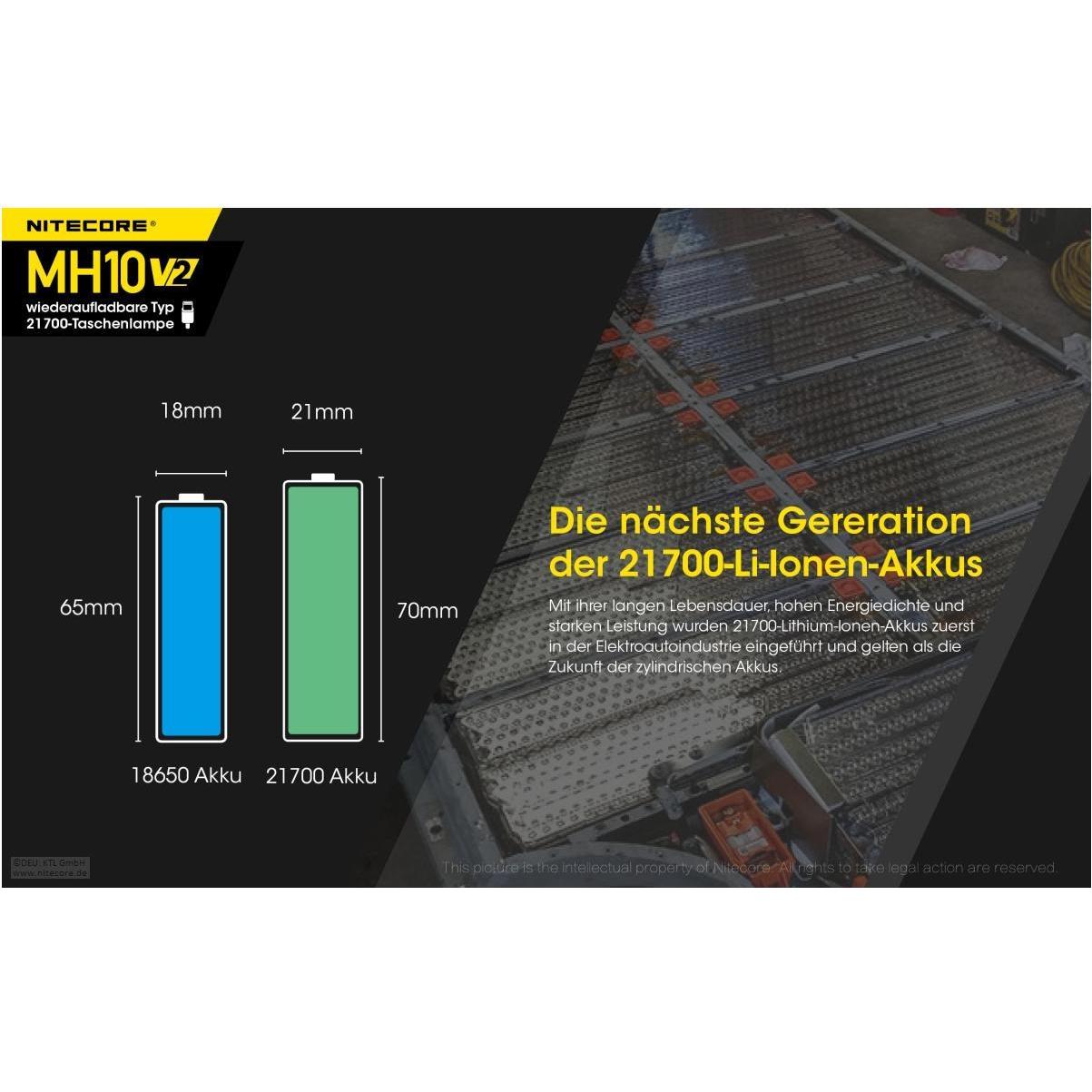 Thumbnail - Nitecore, Taschenlampe, MH10 V2 - 1200 Lumen (14.70 cm, 1200 lm)