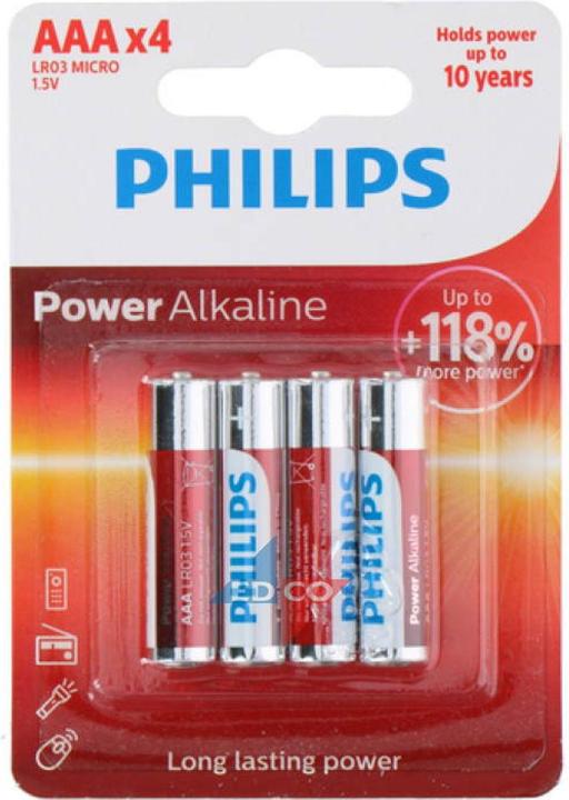 Actual product image Philips Battery Power Alkaline AAA 4 pieces (4 pcs., AAA)