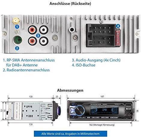 Actual product image Xomax Car radio with DAB+ tuner and antenna