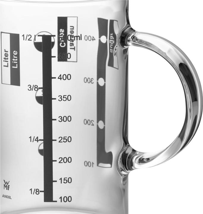 Produktbild WMF Messbecher 0,5l Skalierung 4 Masseinheiten Gourmet hitzebeständiges Glas (500 ml)