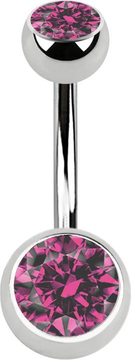 Immagine prodotto Star Piercing Banana argento con due sfere di cristallo rosa (Acciaio chirurgico 316L, senza ottone)