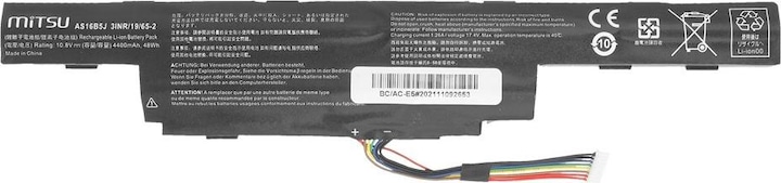 Immagine prodotto Mitsu Batteria Acer Aspire E5-475, E5-575 4400 mAh (47 Wh) 10.8-11.1 Volt (6 Celle, 4400 mAh)