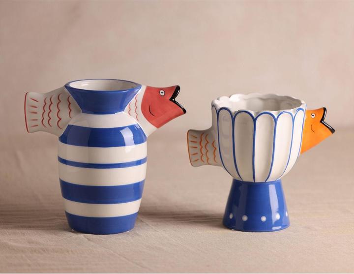 Image du produit Hestia Vase déco rayé poisson