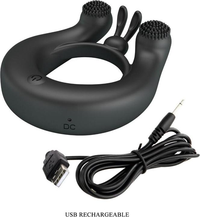 Actual product image Pretty Love - Dahlia Vibrationsring + Klitorisstimulator 12 Vibrationen Schwarz