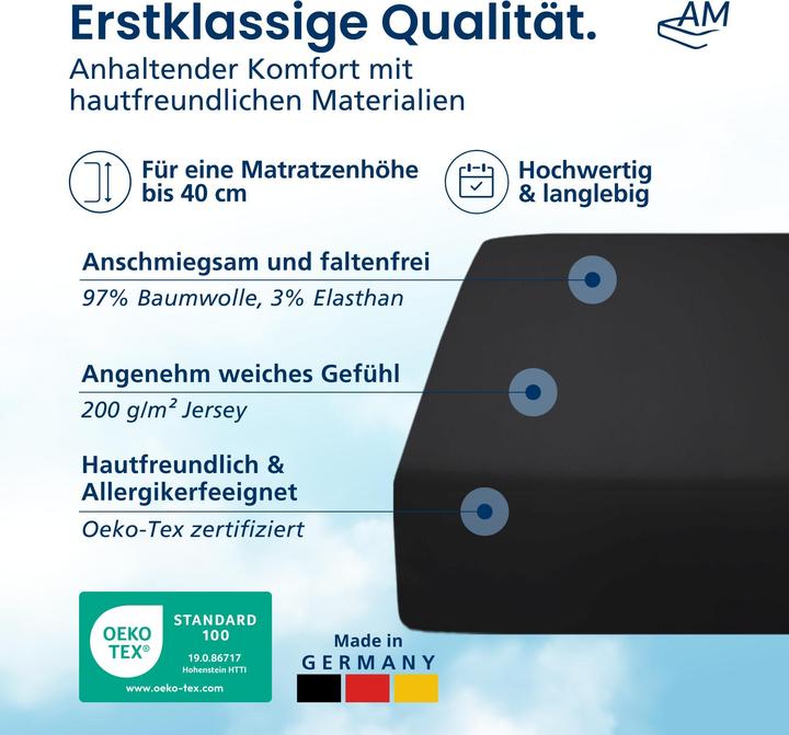 Actual product image AM Qualitätsmatratzen Premium Spannbettlaken für Boxspringbett, Baumwolle (200gsm) (160 x 190 cm)