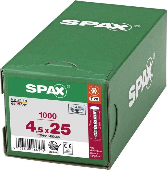 Actual product image Spax Halbrundkopf T-Star Plus T20 Vollgewinde Wirox (1000 Screws per piece, 4.5 x 25 mm)