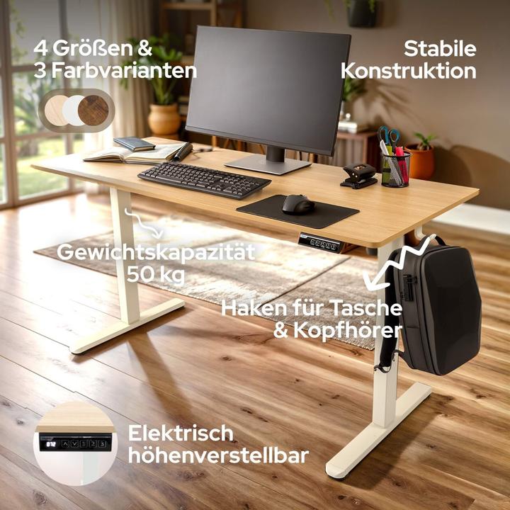 Produktbild Arebos Höhenverstellbarer Schreibtisch (140 x 60 x 72 cm)