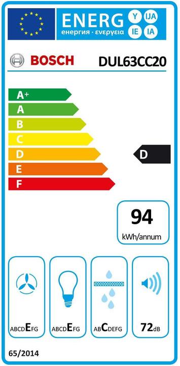 Etichetta energetica Bosch Hausgeräte DUL63CC20 (Sottostruttura cappuccio)