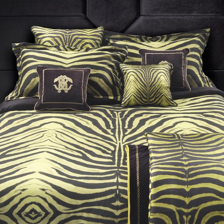 Actual product image Roberto Cavalli Maco satin bed linen Mirror Zebra yellow (Bedding set, 135x200 cm + 80x80 cm)
