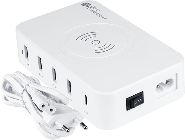 Immagine prodotto Good Connections Stazione di ricarica USB da tavolo 60W, 5 porte (1x USB-Câ"¢ e 4x USB-A), ricarica wireless Qi da (60 W, 5 porte)