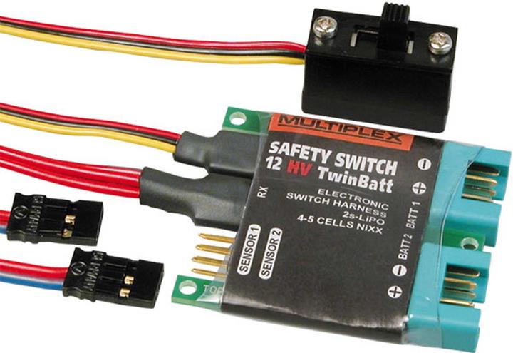Produktbild Multiplex Safety Switch 12HV Twin Batt mit Graupner JR Stecker