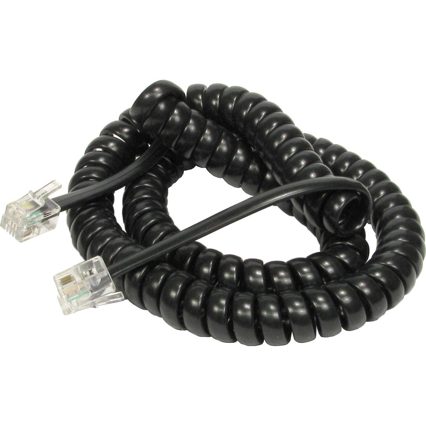 Cables Direct CDL 3m Coiled Handset Cord - Black, Wireless Charger, Schwarz
