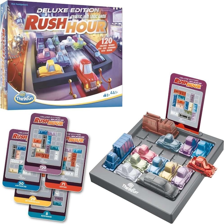 Produktbild Ravensburger ThinkFun 76617 - Rush Hour - Das bekannte Stau-Spiel in der Deluxe Edition mit Fahrzeugen in (Portugiesisch, Englisch, Deutsch, Italienisch, Französisch, Spanisch, Niederländisch)