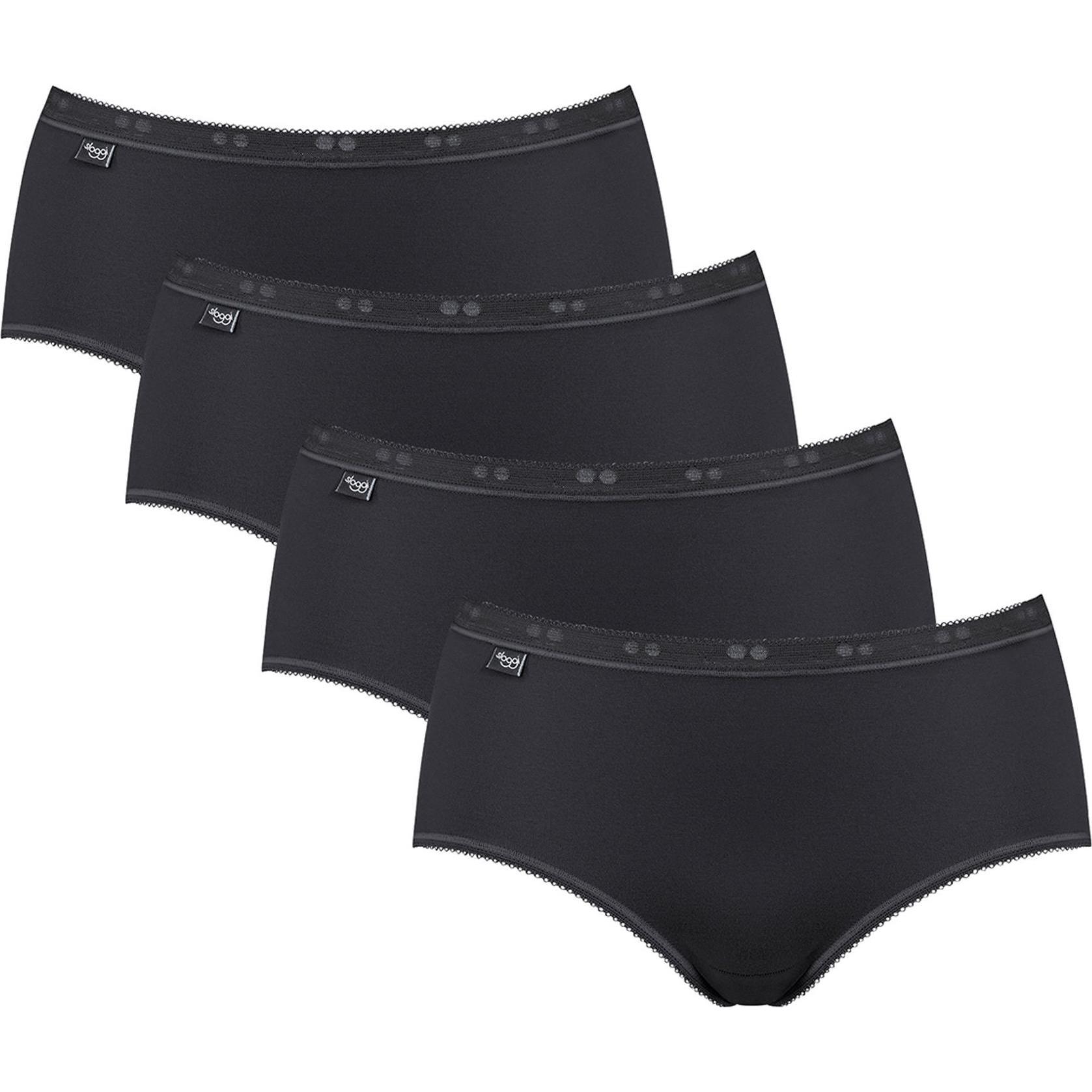 Sloggi, Damen, Unterhosen, Basic+ Midi, Schwarz, (46, 4er Pack)