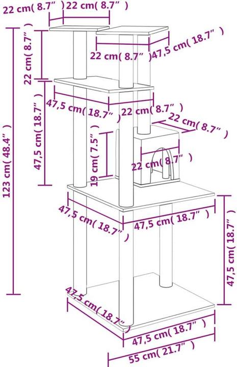 Produktbild vidaXL Kratzbaum (123 cm, Creme)