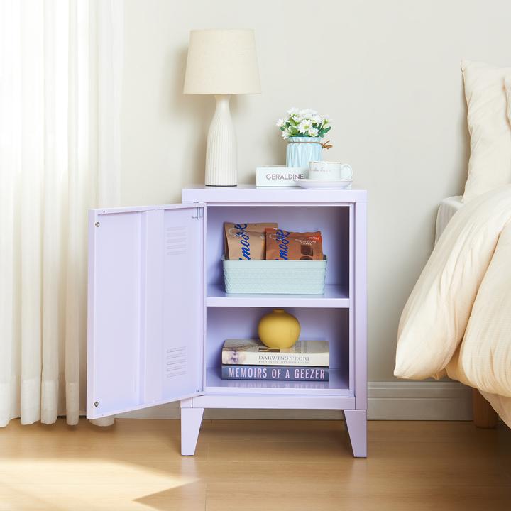 Actual product image En.Casa Bedside cabinet Inari set of 2 door handle right and left purple (40 x 30 x 57 cm)