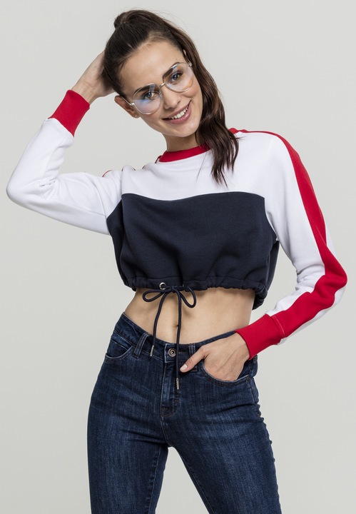 Produktbild Urban Classics Ladies Cropped 3-Tone Stripe Crew (XL)
