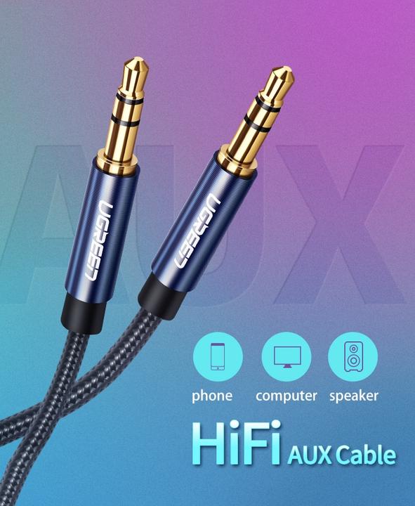 Image du produit Ugreen AV122 Mini jack cable 3.5mm AUX 3m (blue) (3 m, Jack 3,5 mm (AUX))