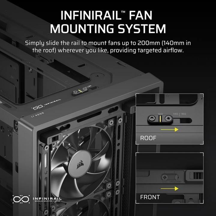 Produktbild Corsair Geh Midi FRAME 4000D RS Mid-Tower, Black (Mini-ITX, ATX, mATX, E-ATX)