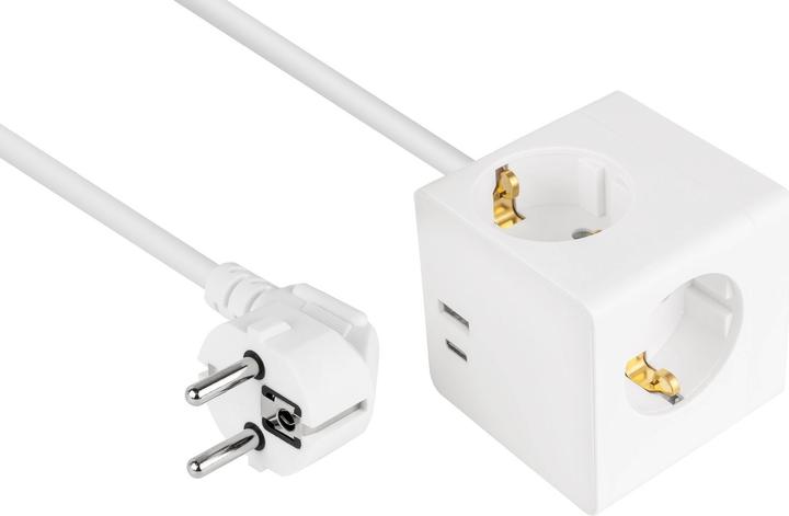 Image du produit Kabelmeister Cube de prises 3x USB-C USB-A, blanc, 3m (3 x, CEE 7/3, 3 m)