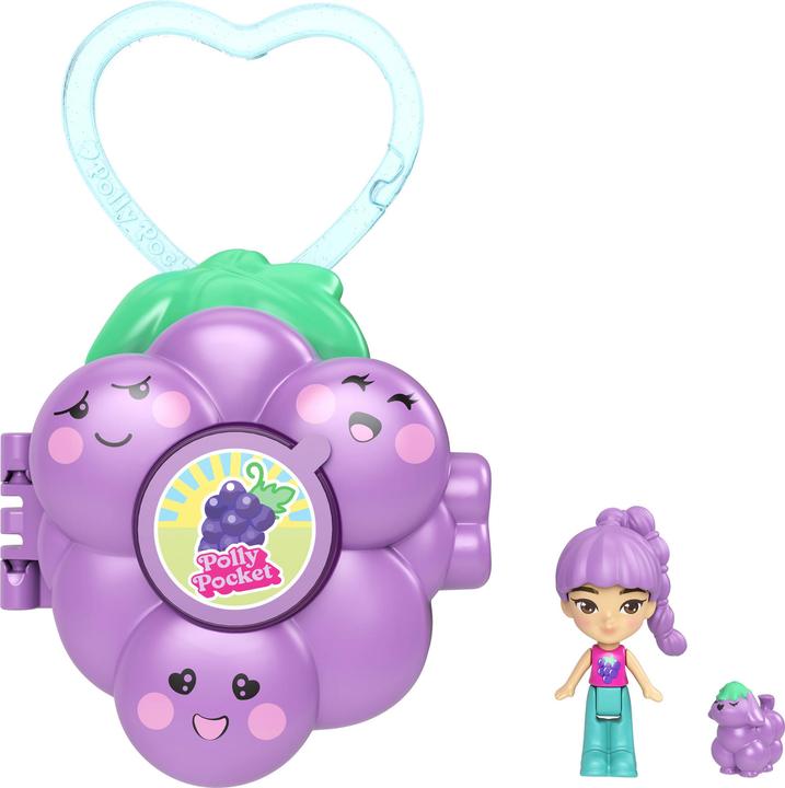 Actual product image Polly Pocket Doll & Micro Compact, Keychain and Sticker Sheet, Pet Accessory, Travel Toys