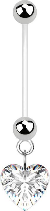 Immagine prodotto Star Piercing Gravidanza a banana con cuore di cristallo - argento (Materiale sintetico, senza ottone, Acciaio chirurgico 316L)
