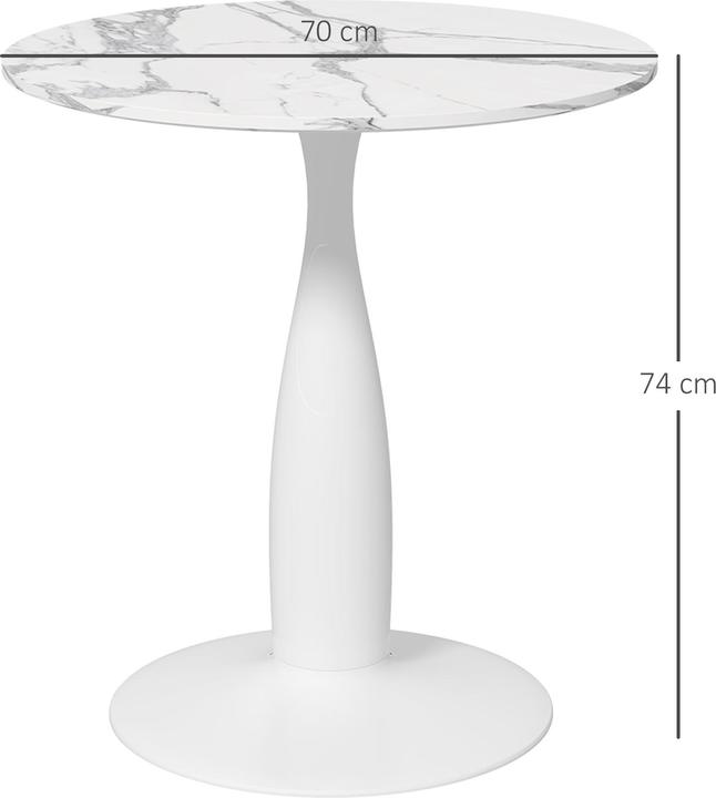 Produktbild Homcom Esstisch MDF, Stahl Weiss (70 x 70 x 74 cm)