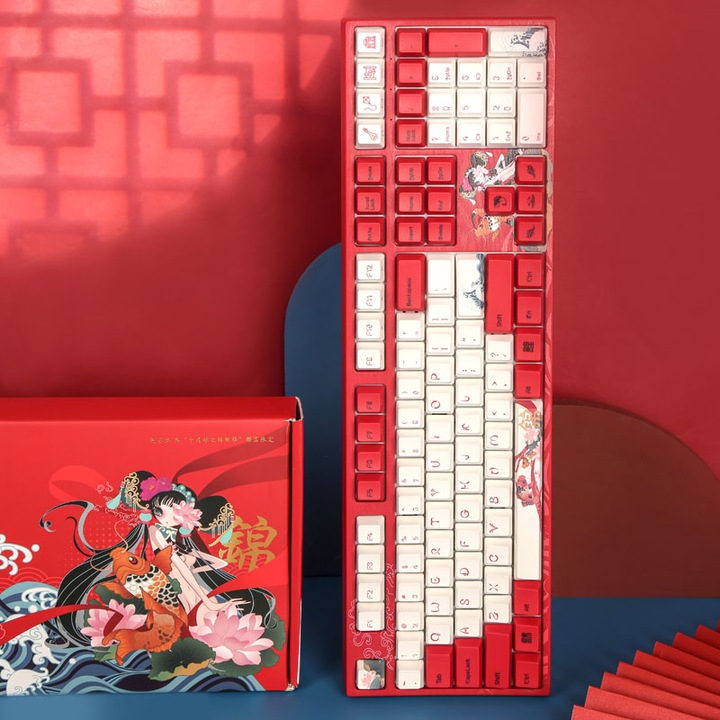 Immagine prodotto Varmilo VEA108 Tastiera da gioco Koi, MX-Brown, LED bianco - Layout USA (US, Cablato)