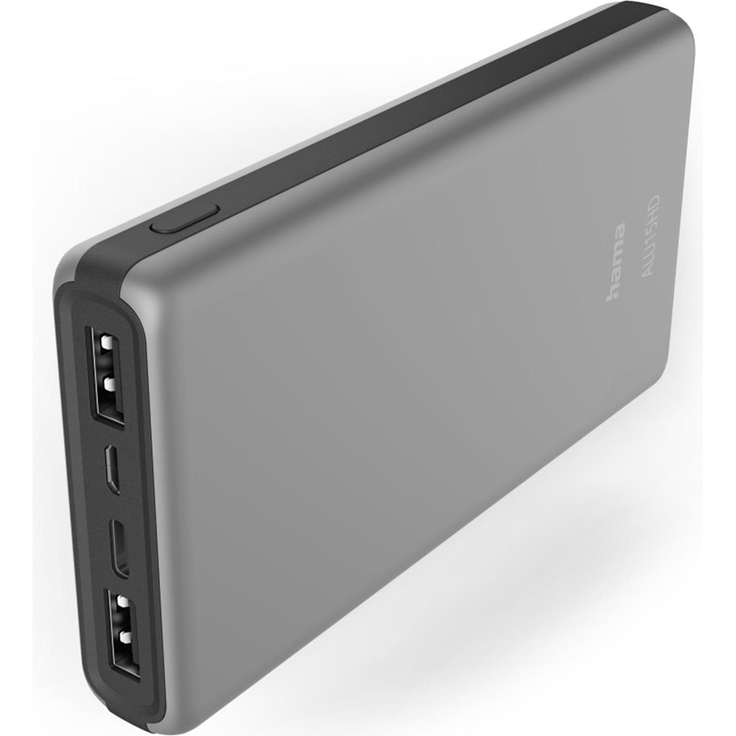 Hama ALU15HD (15000 mAh, 55.50 Wh), Powerbank, Silber