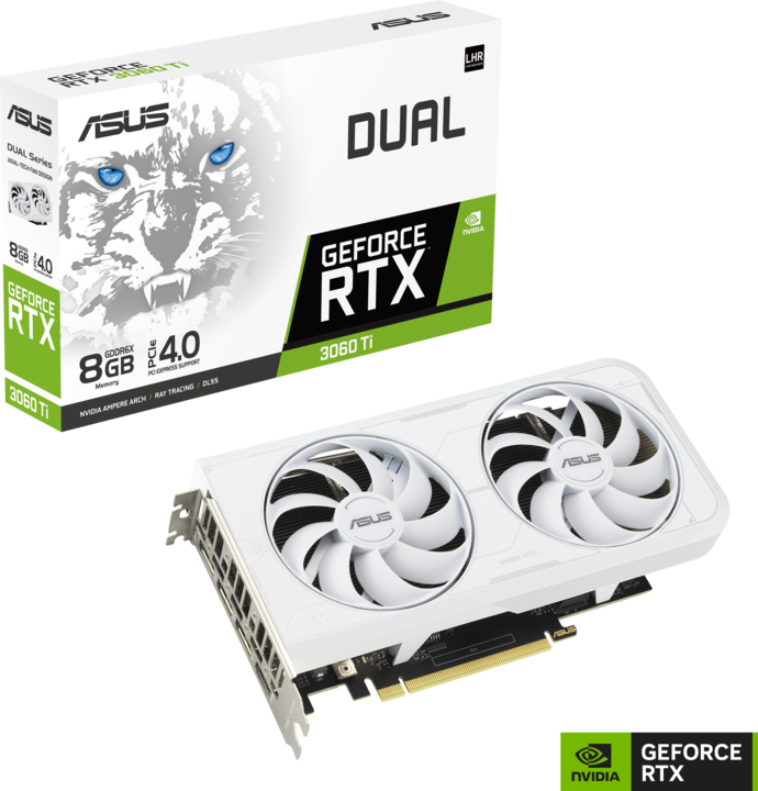 Produktbild ASUS DUAL GeForce RTX 3060 Ti WHITE OC EDITION 8GB GDDR6X (8 GB)