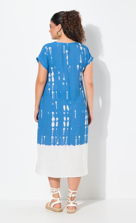 Produktbild Ulla Popken Kaftan, Leinenmix, Batikdruck, V-Ausschnitt, Halbarm (54)