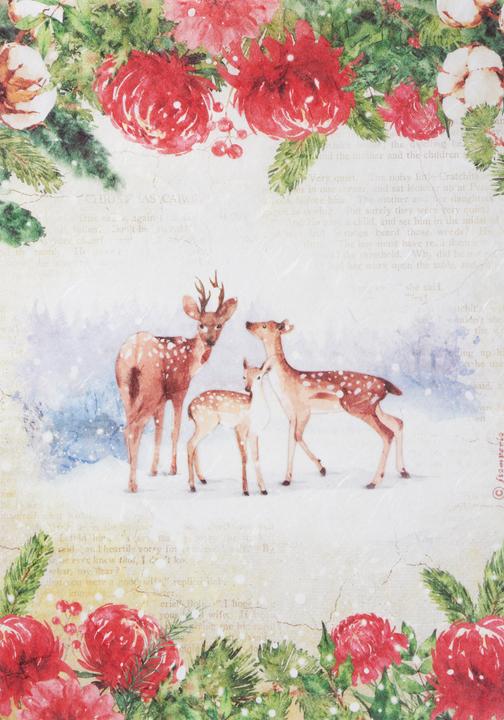 Actual product image Stamperia Motif straw silk "Deer at the edge of the forest", DIN A4 (28 g/m², 1 x)