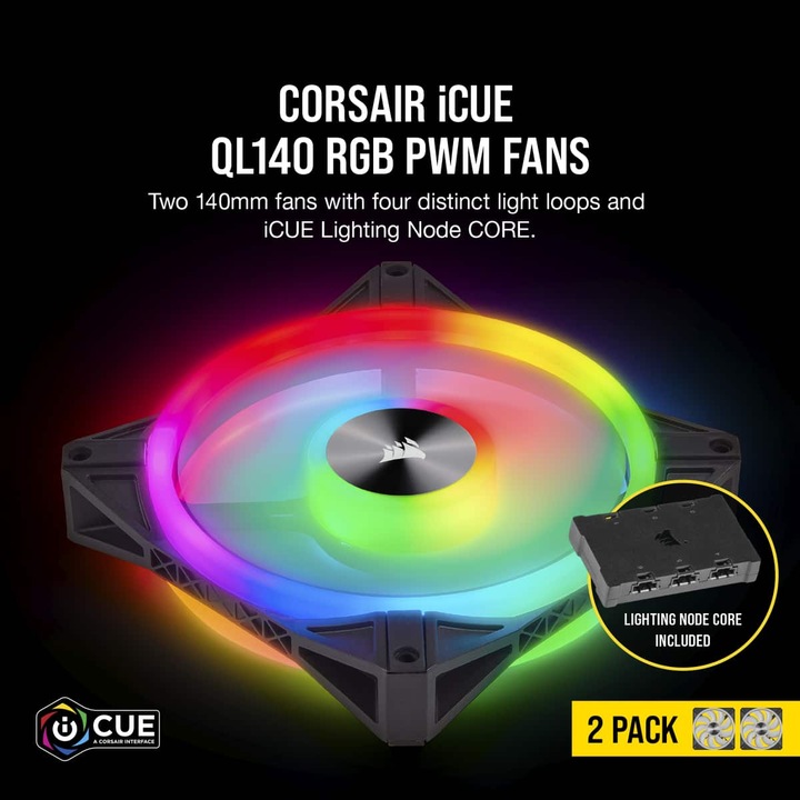 Immagine prodotto Corsair iCUE QL140 RGB (140 mm, 2 x)