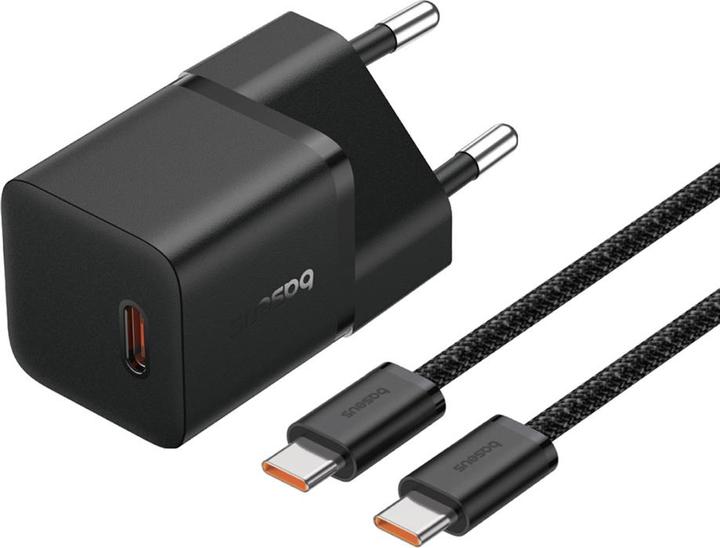 Actual product image Baseus GaN5, 20W, 3A, 1 x USB-C, with USB-C Cable, black (20 W, 1 portion)