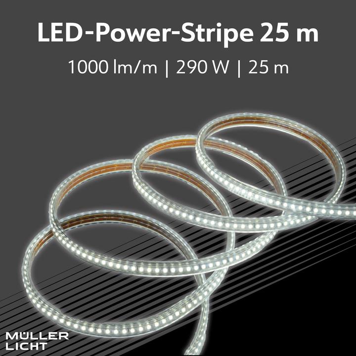 Produktbild Müller Licht MÜLLER-LICHT LED-Strip Power Stripe 25m, 290 W, 25000 lm, 2700 K, IP44, warmweiss (Warmweiss, 2500 cm)