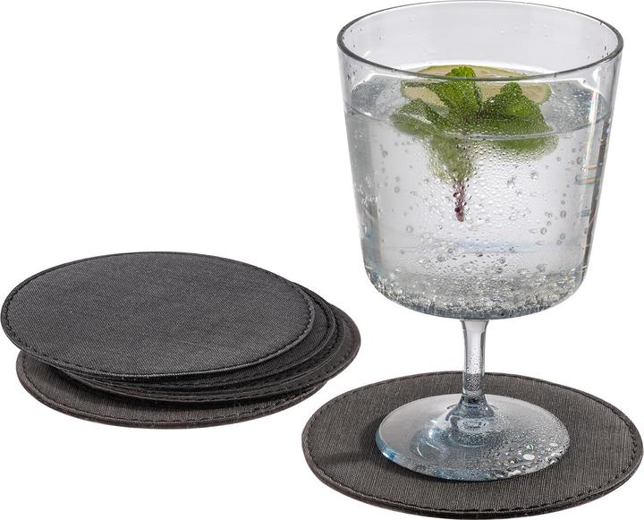 Actual product image APS Coaster, made of imitation leather, anthracite, set of 6 Diameter: 110 mm, can be washed with a (6x, Glass coaster)