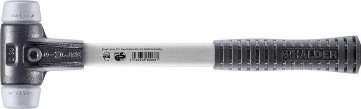 Actual product image Halder SIMPLEX soft-face hammer Length 300 mm Head Ø 30 mm Fibreglass with rubber handle (1): TPE-mid (450 g)