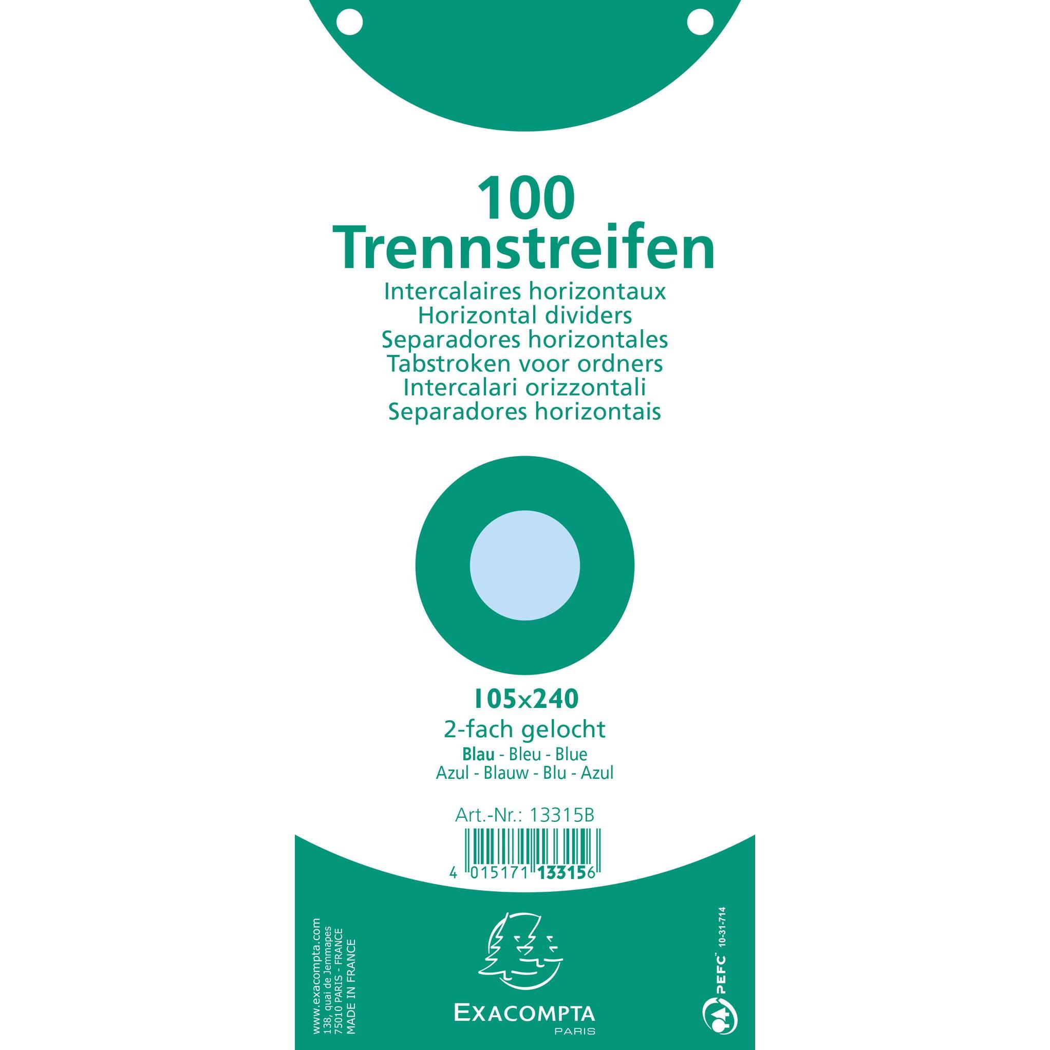 Thumbnail - Exacompta, Ordner Zubehör, Trennstreifen 10.5 x 24 cm, 100 Stk. - hellblau