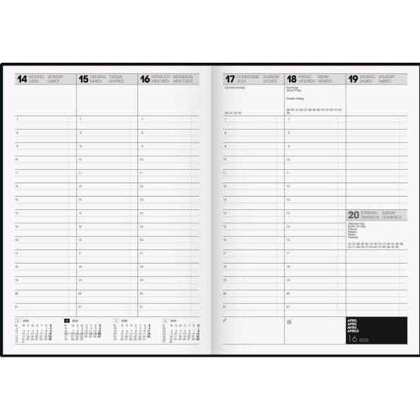 Thumbnail - Baier & Schneider, Agenda, Buchkalender TimeCenter Modell 724 (2025) (A4, Deutsch, Englisch, Italienisch, Französisch)