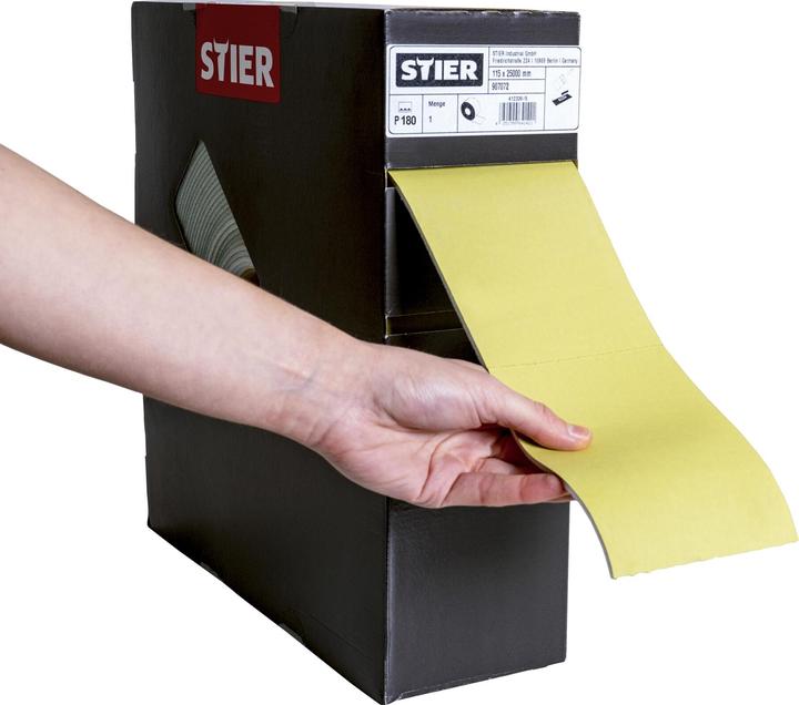 Produktbild Stier Schleifpapier auf Schaumunterlage P180 115 x 92mm 25m (P180)
