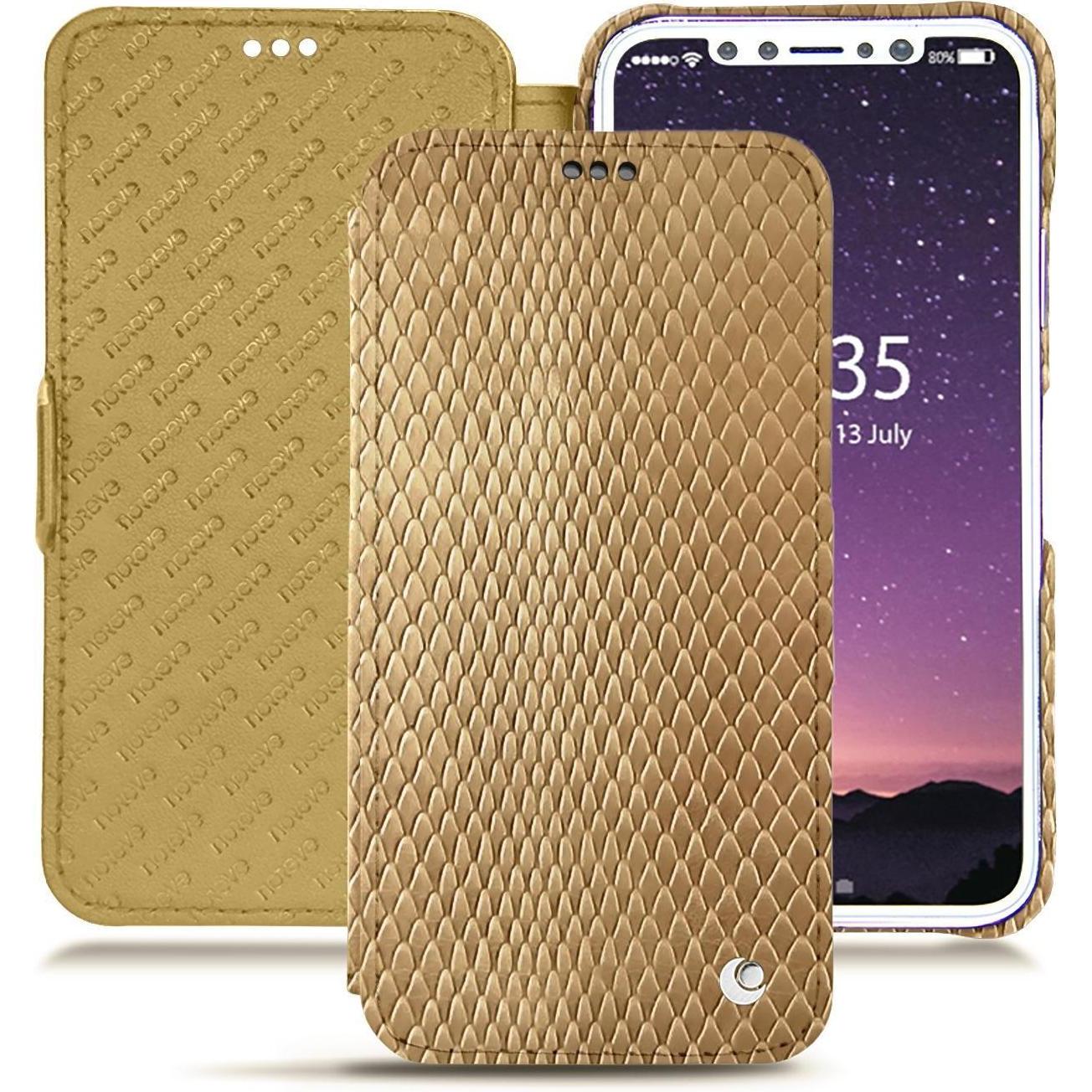 Noreve Lederschutzhülle horizontal (Apple iPhone XS), Smartphone Hülle, Beige