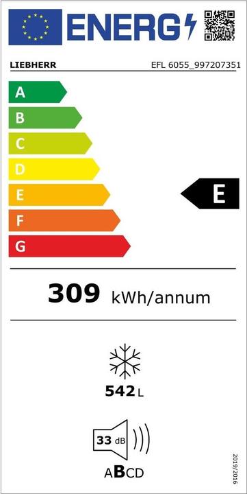Energy Label Liebherr Commercial freezer (Stand-alone, 542 l)